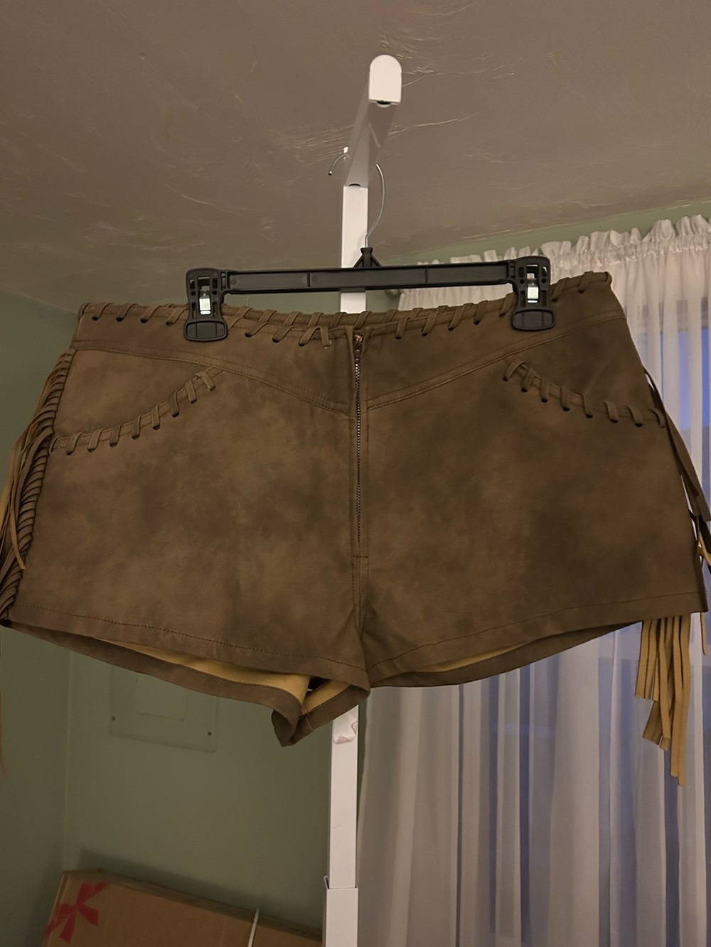Free People Brown Faux-Suede Fringe Women's Shorts
